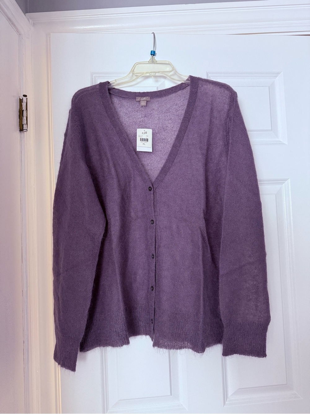 J. Jill Lavender V-Neck Button Front Cardigan